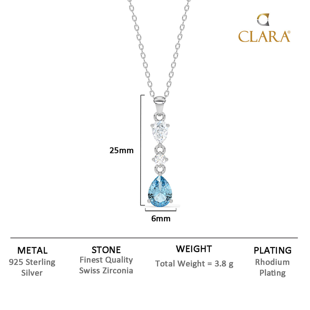 Silver Pear Solitaire Pendant Chain Necklace