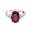 Silver Blood Red Oval Ring