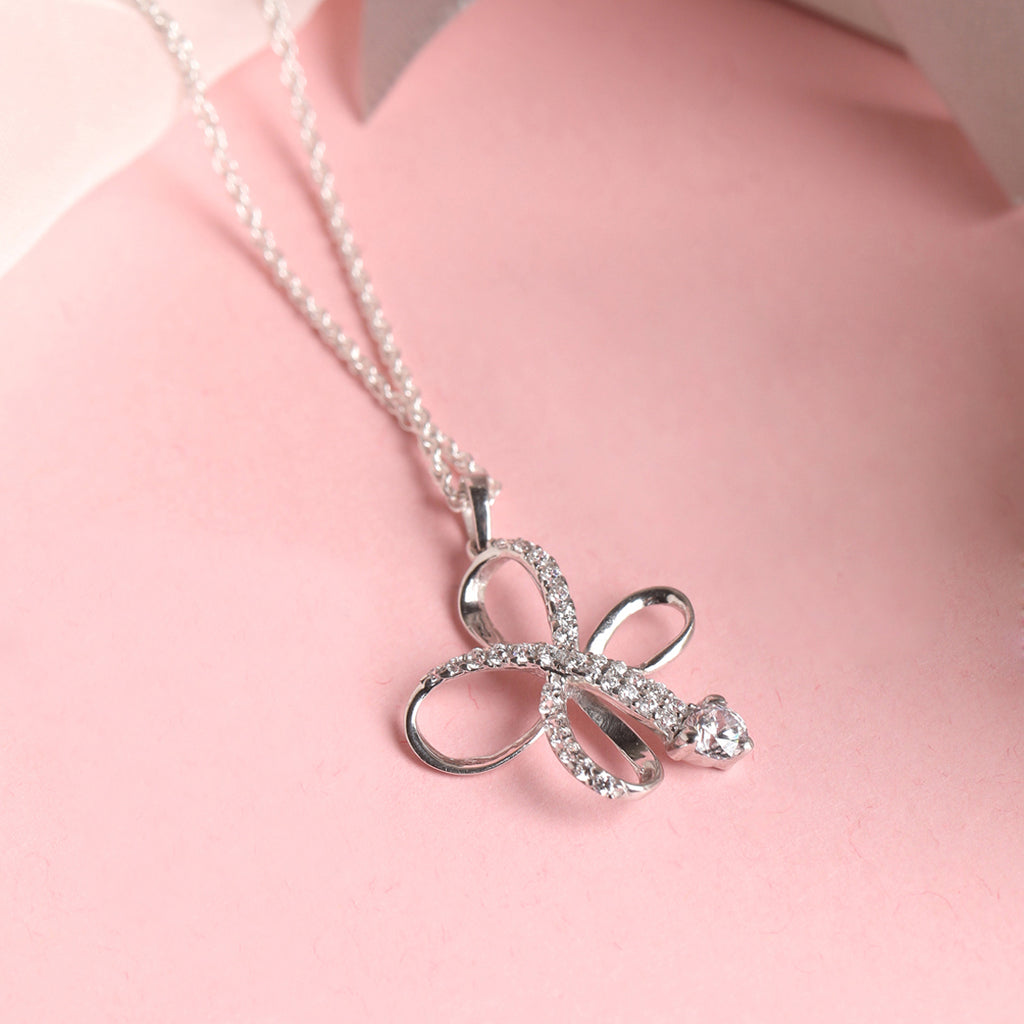CLARA 925 Sterling Silver Vega Pendant Chain Necklace 
