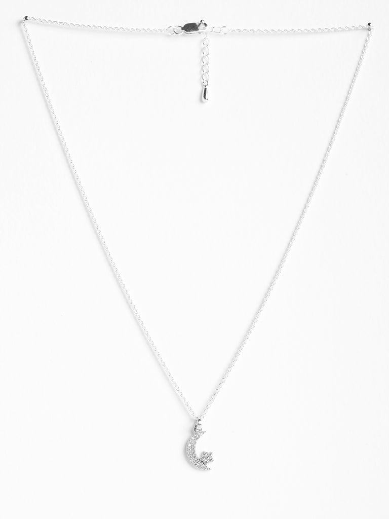 CLARA 925 Sterling Silver Moon Star Pendant Chain Necklace 