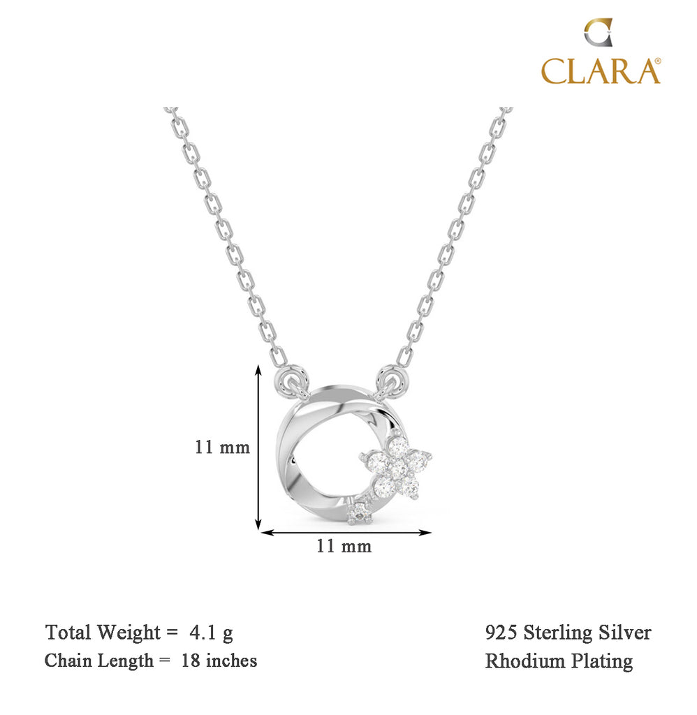 CLARA 925 Sterling Silver Jules Pendant Earring Chain Jewellery Set 