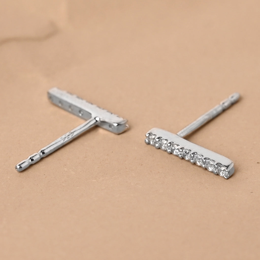 CLARA 925 Sterling Silver Bar Studs Earrings Gift for Kids Girls
