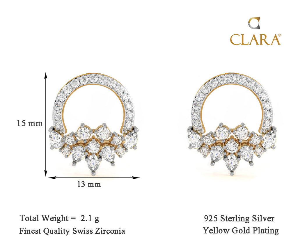 CLARA 925 Sterling Silver Tica Earrings with Screw Back 