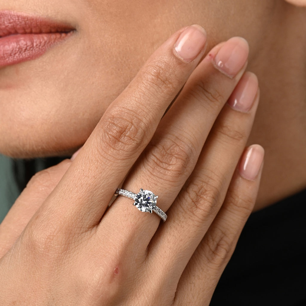 Silver Fleur Classic Solitaire Ring