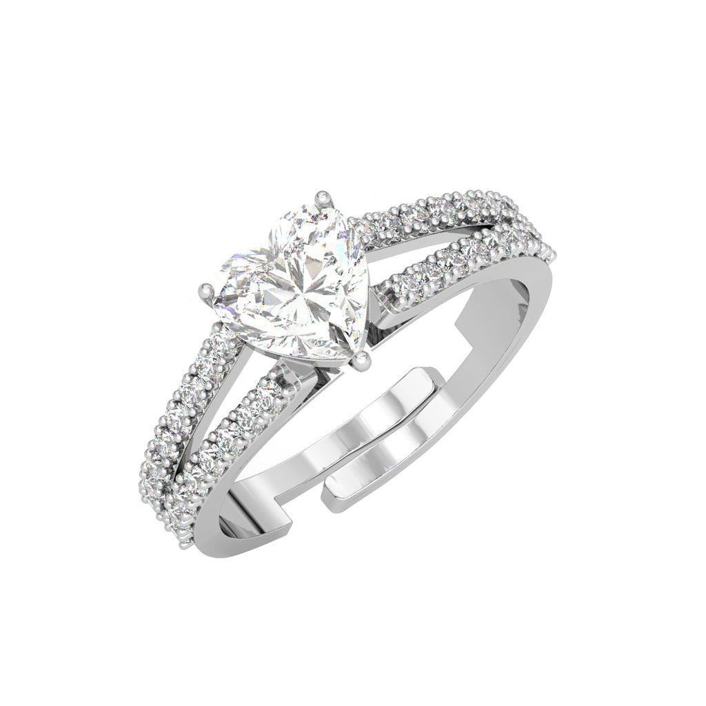 CLARA Pure 925 Sterling Silver Proposal Finger Ring with Adjustable Band 