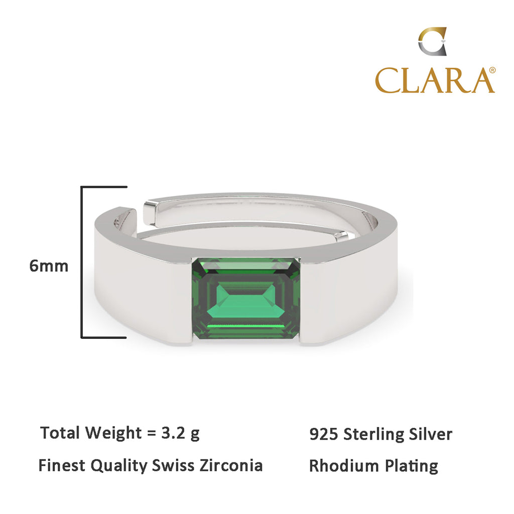 CLARA Real 925 Sterling Silver Emerald Band Ring 
