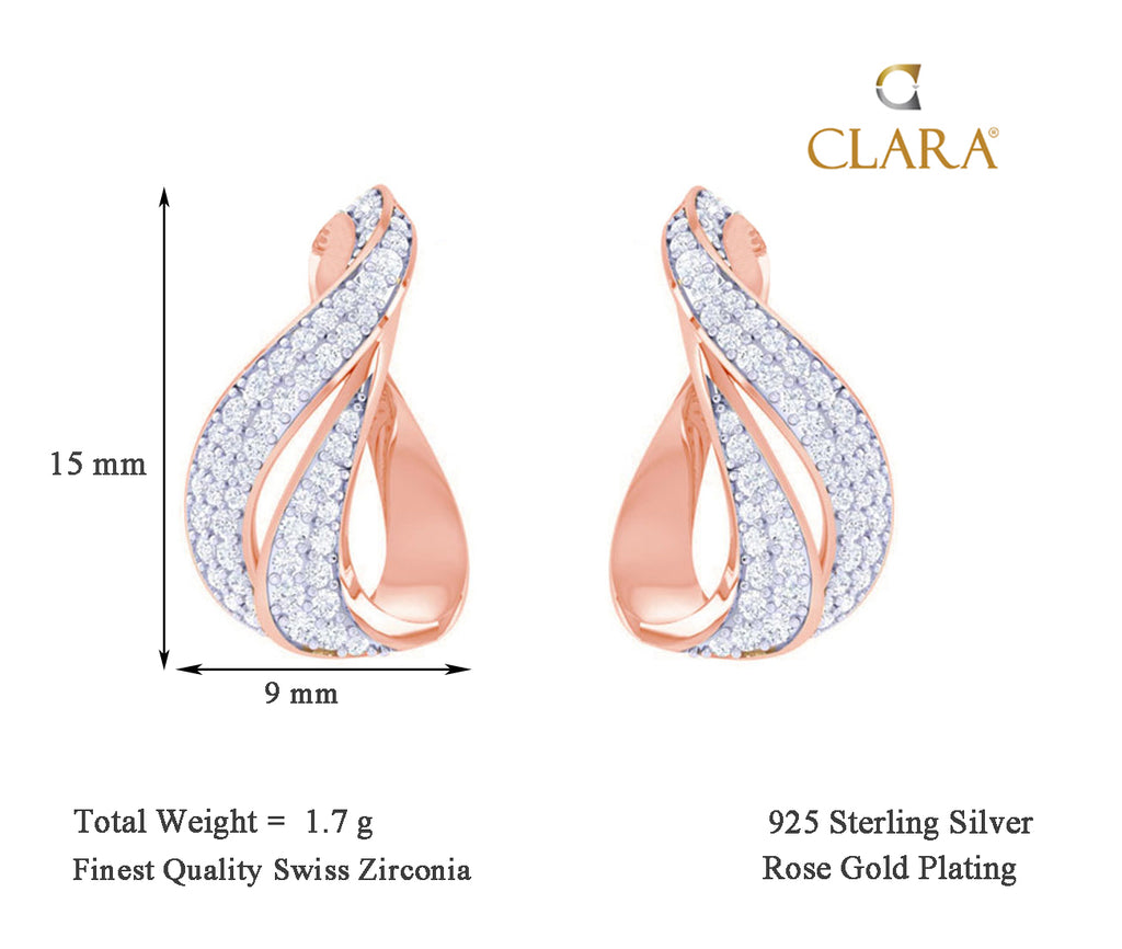 CLARA 925 Sterling Silver Agda Earrings with Screw Back 