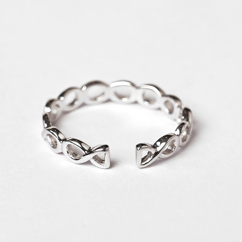 CLARA Pure 925 Sterling Silver Infinity Finger Ring 