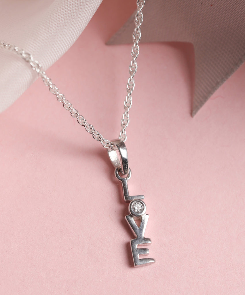 CLARA 925 Sterling Silver Love Pendant Chain Necklace 