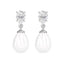 CLARA 925 Sterling Silver Pearl Pear Earrings | Rhodium Plated, Swiss Zirconia , Screw Back | Gift for Women & Girls