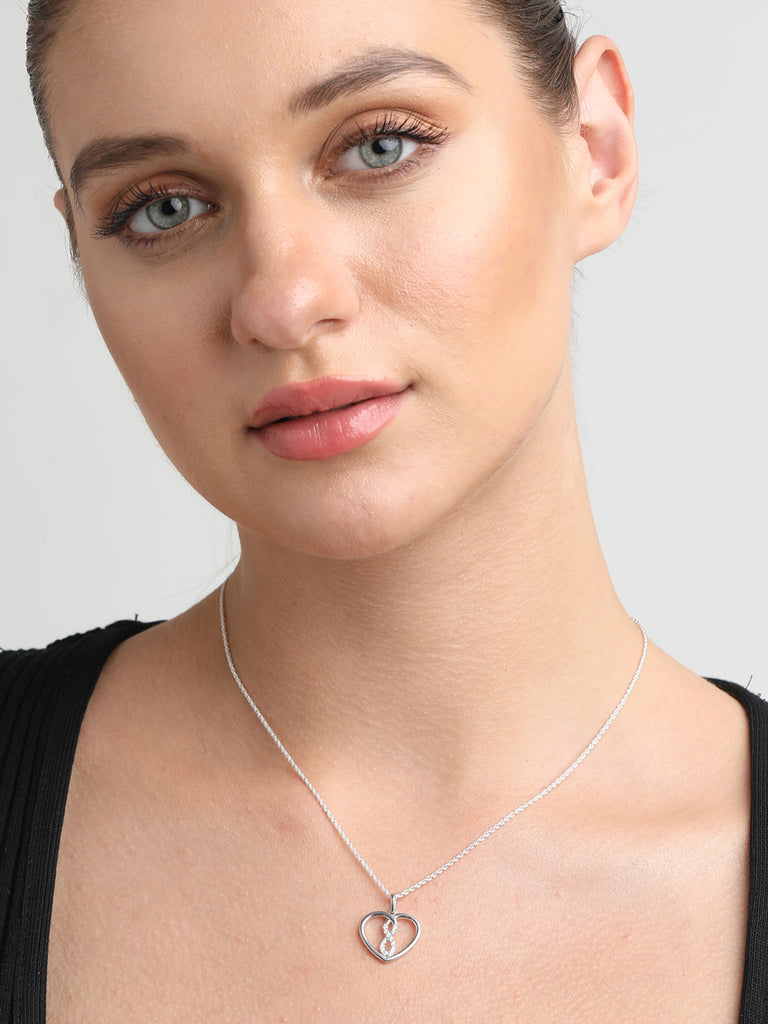 CLARA 925 Sterling Silver Infinity Heart Pendant Chain Necklace 