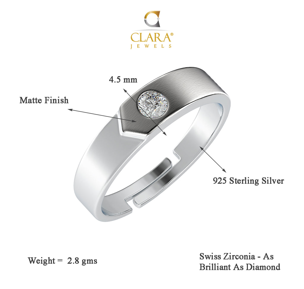 CLARA Pure 925 Sterling Silver Belt Adjustable Ring Gift for Women and Girls | Partial Matte Finish
