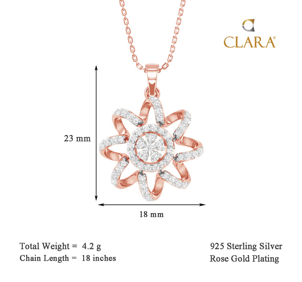 CLARA 925 Sterling Silver Anna Pendant Chain Necklace 