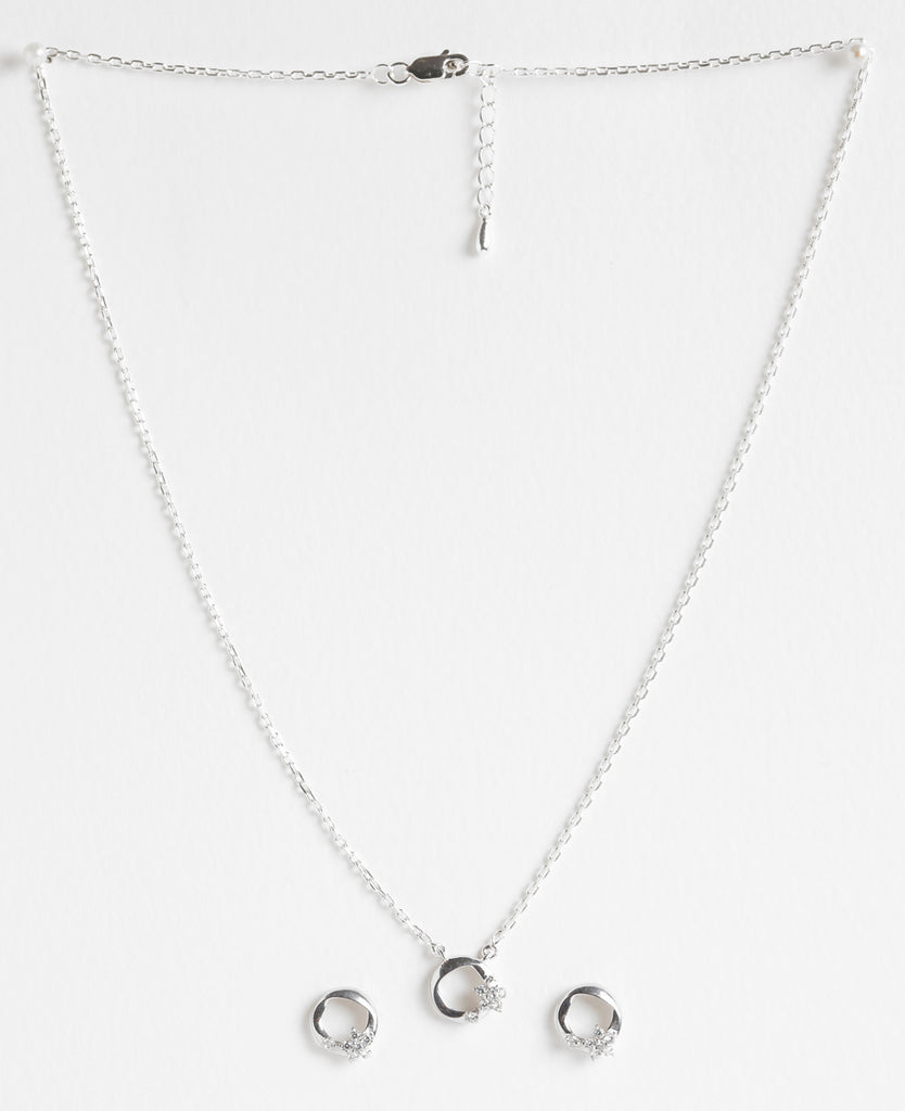 CLARA 925 Sterling Silver Jules Pendant Earring Chain Jewellery Set 