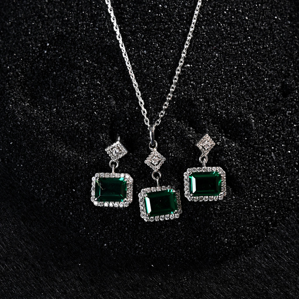 CLARA 925 Sterling Silver Bianca Pendant Earring Chain Jewellery Set 