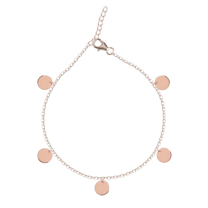 CLARA 925 Sterling Silver Hammered Anklet Payal ( Single ) Adjustable Chain, Rose Gold Plated Gift for Women and Girls