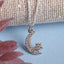 CLARA 925 Sterling Silver Moon Star Pendant Chain Necklace 