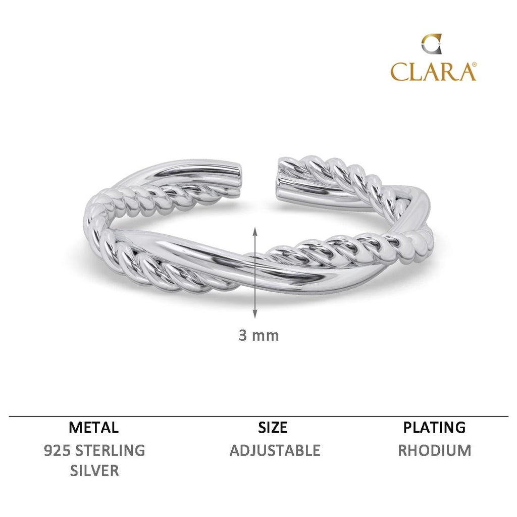 CLARA Pure 925 Sterling Silver Minimal Office Wear Finger Ring 