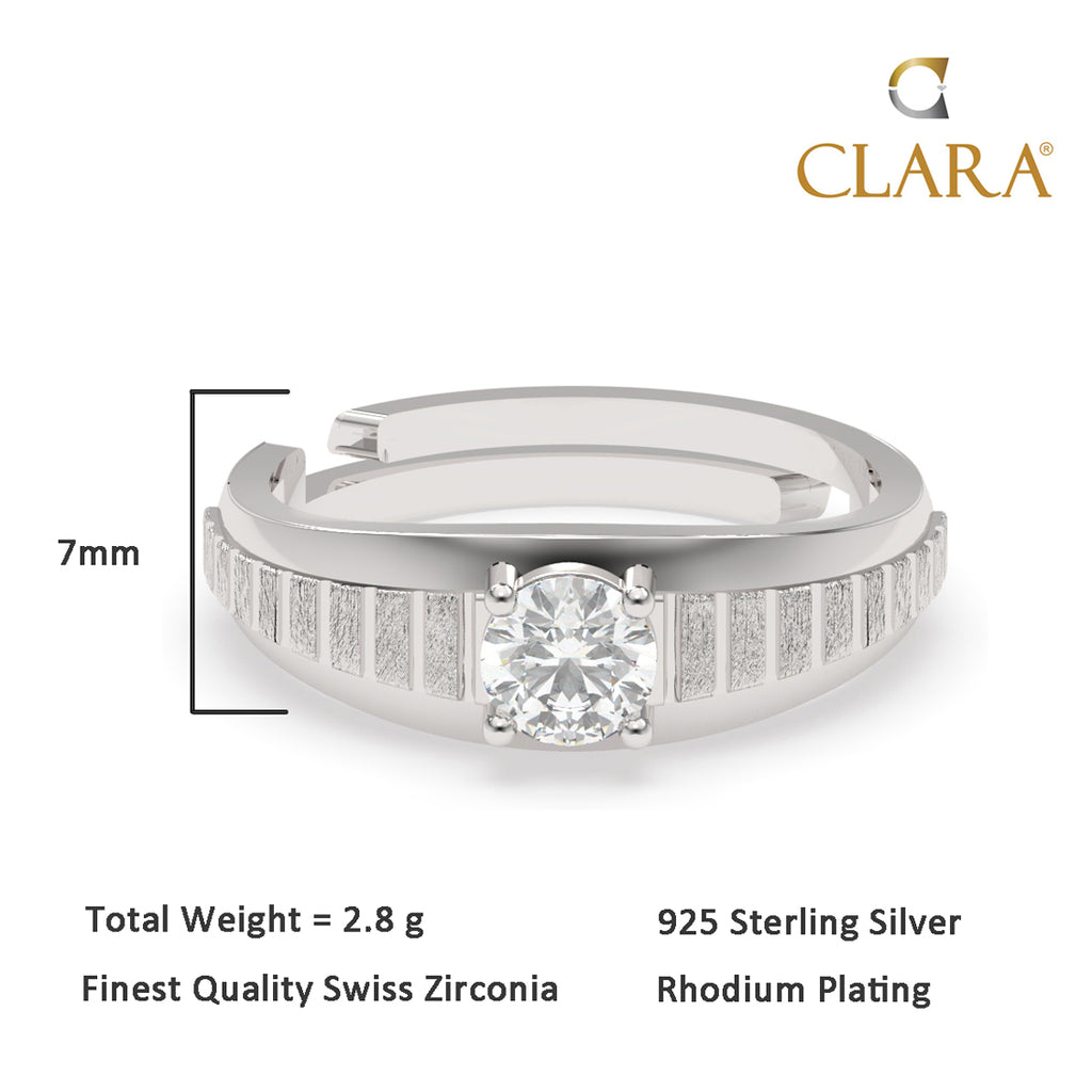 CLARA Real 925 Sterling Silver Step Band Ring 