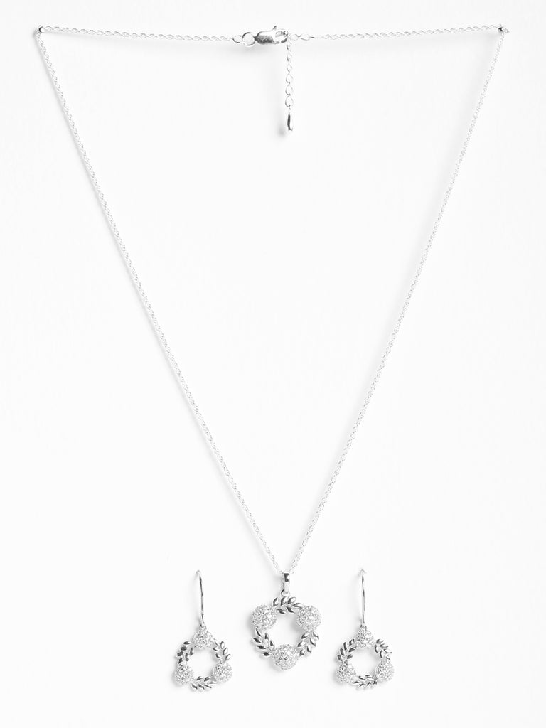 CLARA 925 Sterling Silver Alma Pendant Earring Chain Jewellery Set 