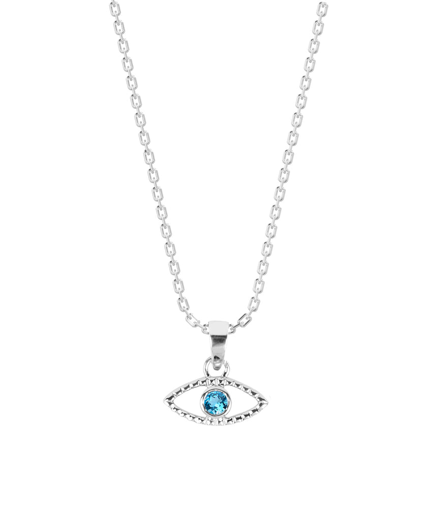 CLARA 925 Sterling Silver Evil Eye Bella Pendant Chain Necklace 