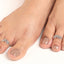 CLARA 925 Sterling Silver Crown Toe Rings Pair 