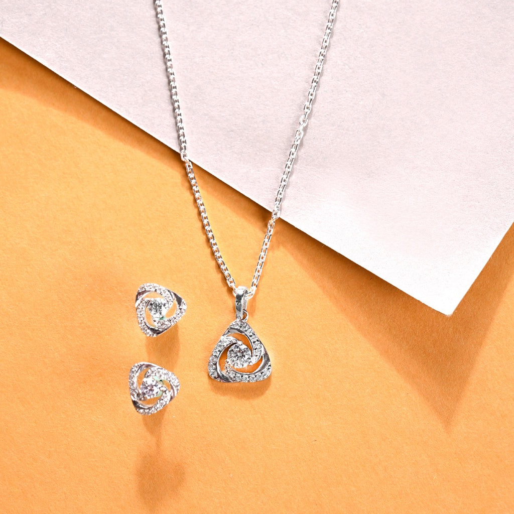 Silver Bianca Solitaire Jewellery Set