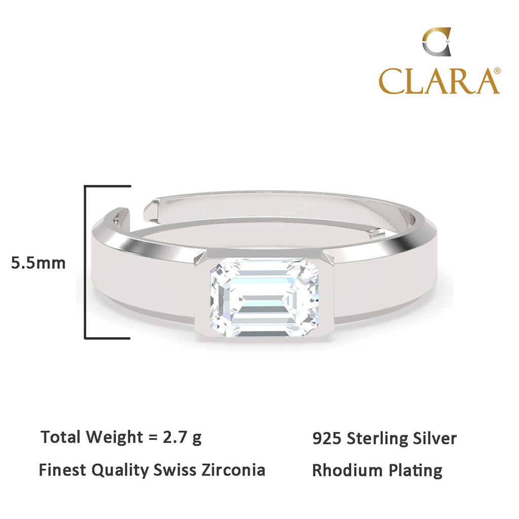 CLARA Real 925 Sterling Silver Octagon Band Ring 