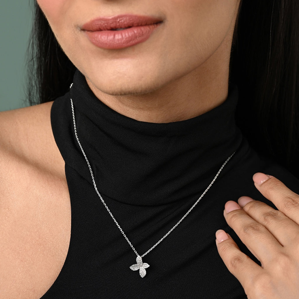 Silver Floral Pendant Chain