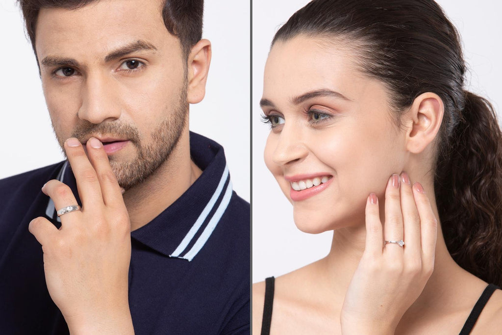 CLARA Pure 925 Sterling Silver Spade Adjustable Couple Band, Promise Rings for Lovers