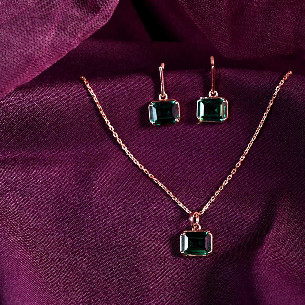 CLARA 925 Sterling Silver Celia Pendant Earring Chain Jewellery Set 