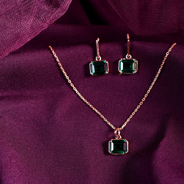 CLARA 925 Sterling Silver Celia Pendant Earring Chain Jewellery Set 