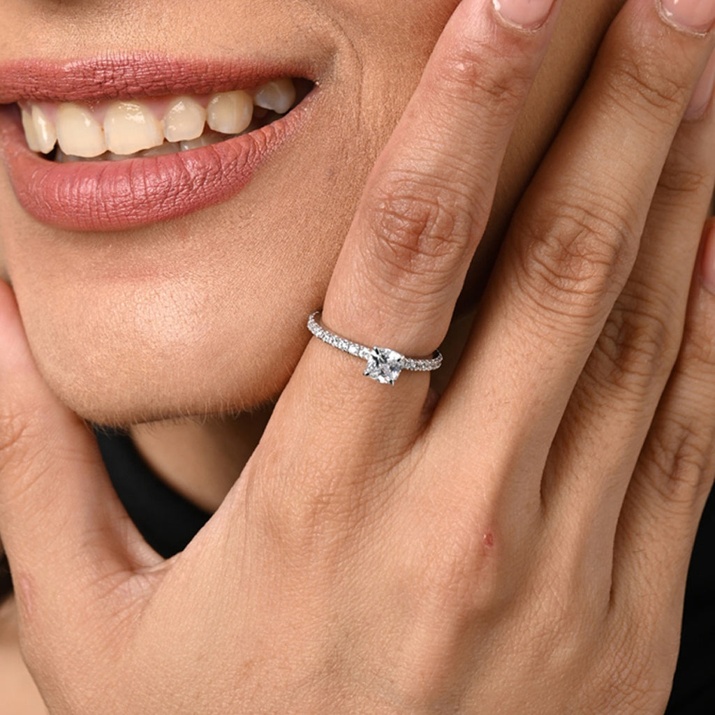Silver Alma Princess Cut Solitaire Ring