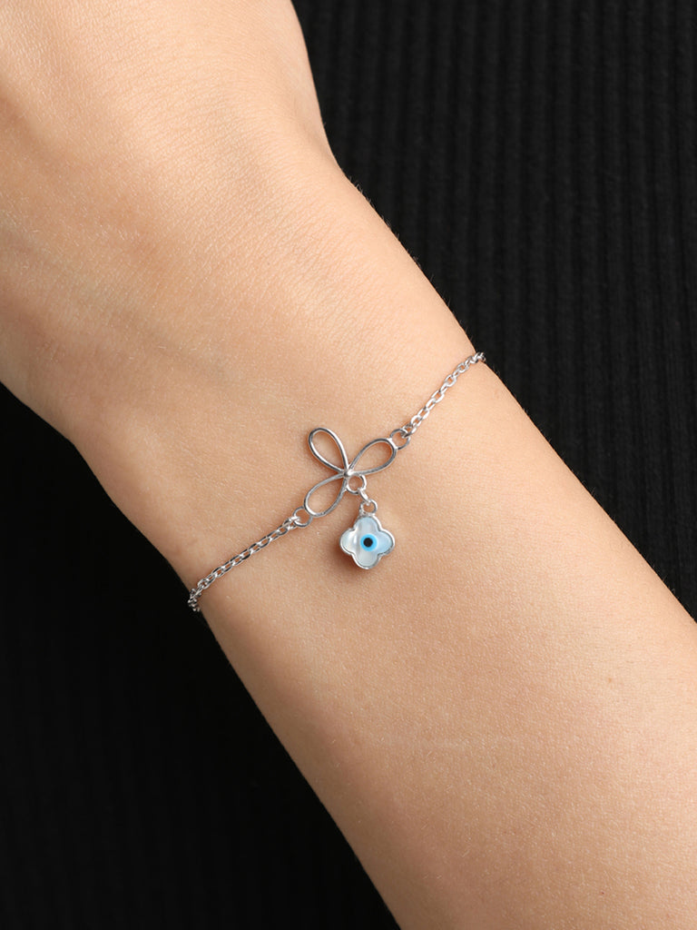 CLARA 925 Sterling Silver Evil Eye Flower Bracelet