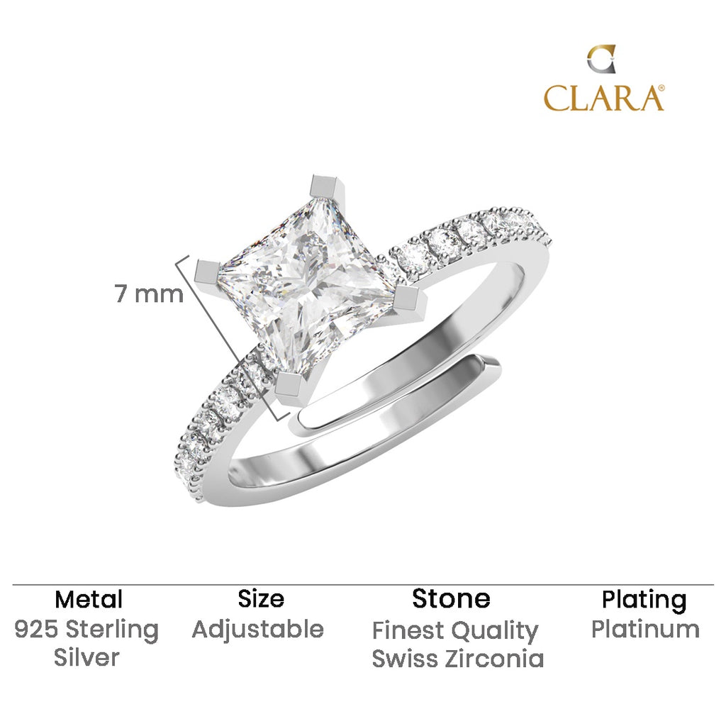 Silver Elodie Princess Cut Solitaire Ring