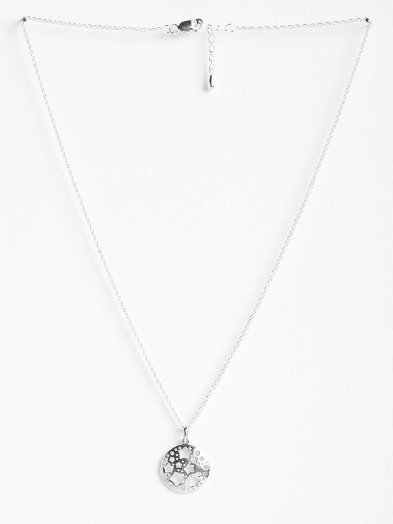 CLARA 925 Sterling Silver Bunch of Star Pendant Chain Necklace 