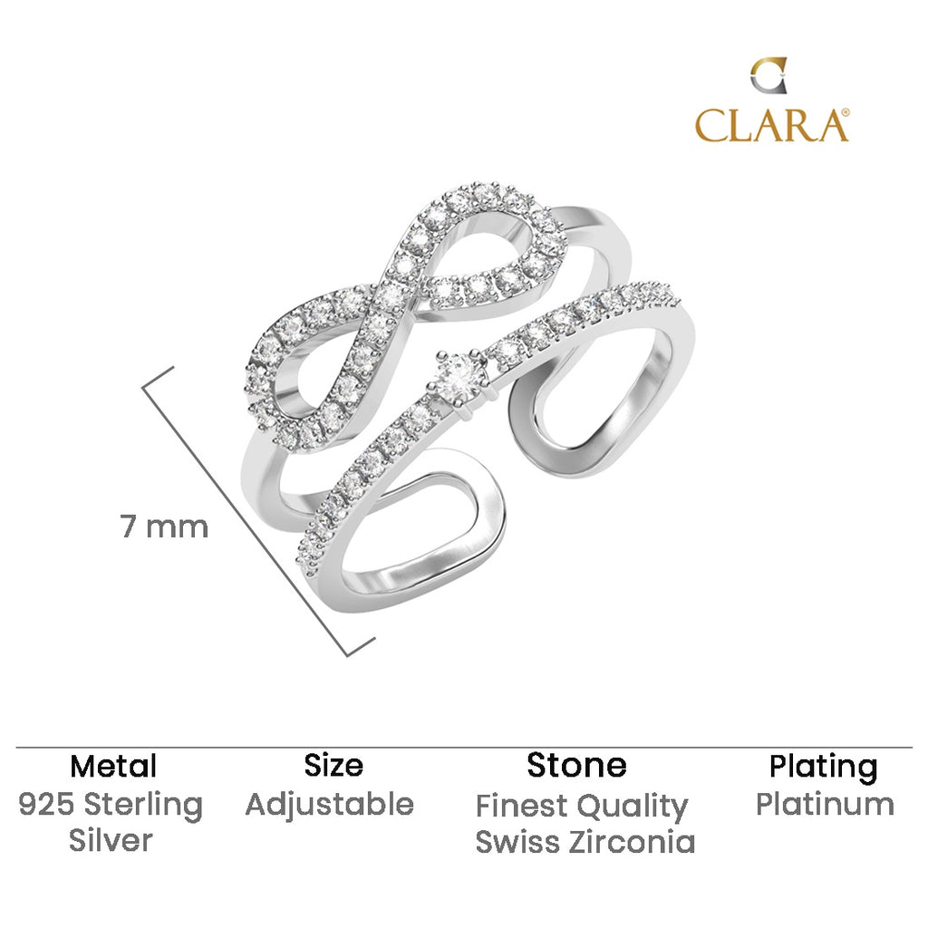 Silver Talia Double Banded studded Infinity Ring