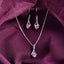CLARA 925 Sterling Silver Pink Solitaire Pendant Earring Chain Jewellery Set 