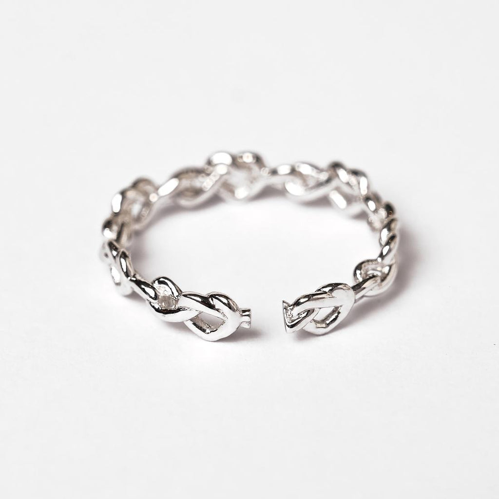 CLARA Pure 925 Sterling Silver Knotted Heart Finger Ring 