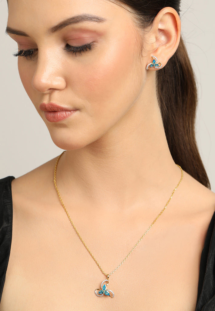 CLARA 925 Sterling Silver Melba Pendant Earring Chain Jewellery Set 