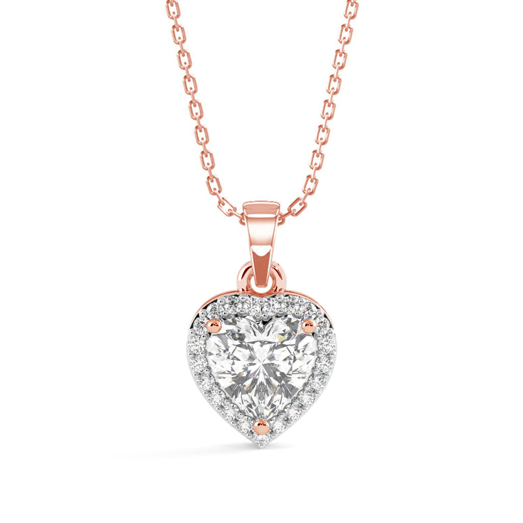CLARA 925 Sterling Silver Heart Solitaire Pendant Chain Necklace 