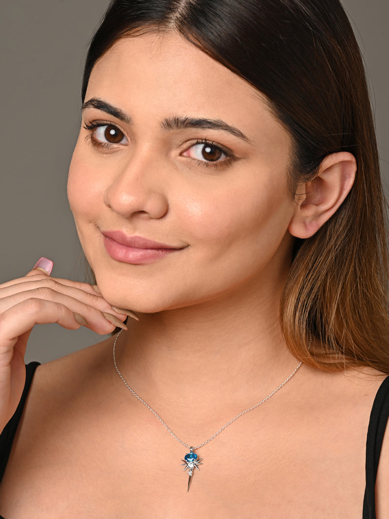 CLARA 925 Sterling Silver Dolores Pendant Chain Necklace 