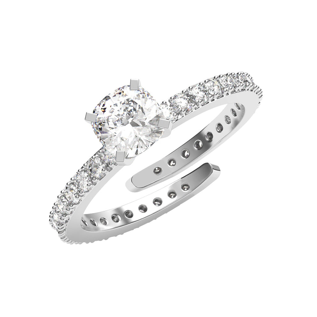 CLARA 925 Sterling Silver Size Adjustable Alma Princess Cut Solitaire Ring 
