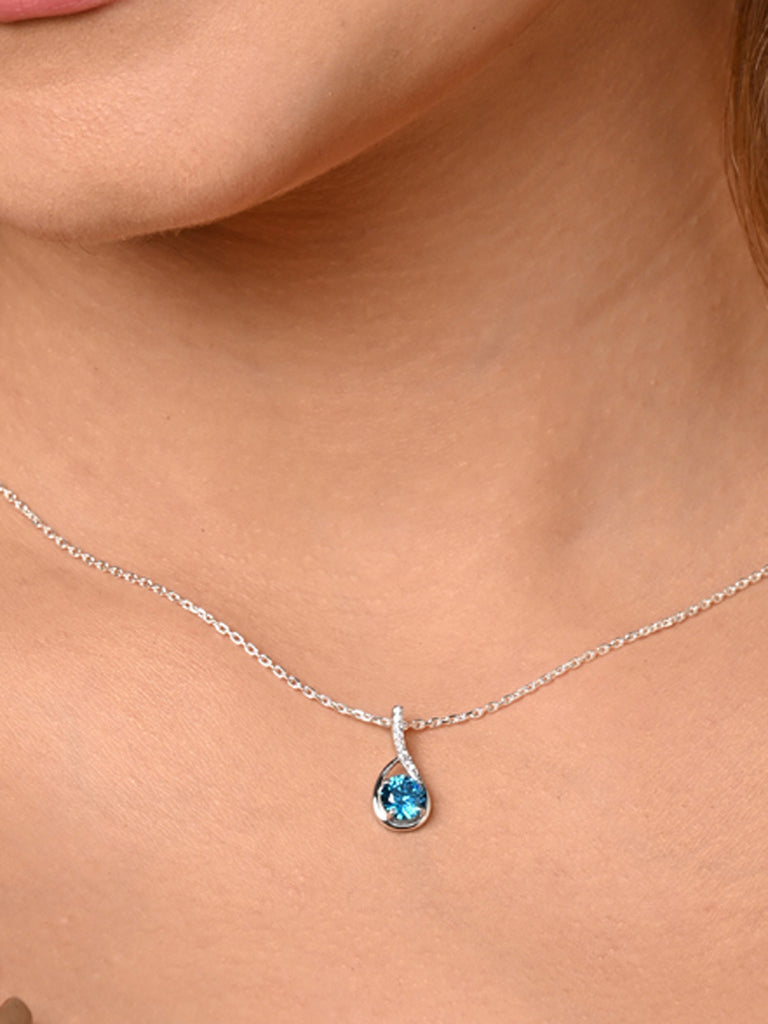 CLARA 925 Sterling Silver Isla Pendant Chain Necklace 