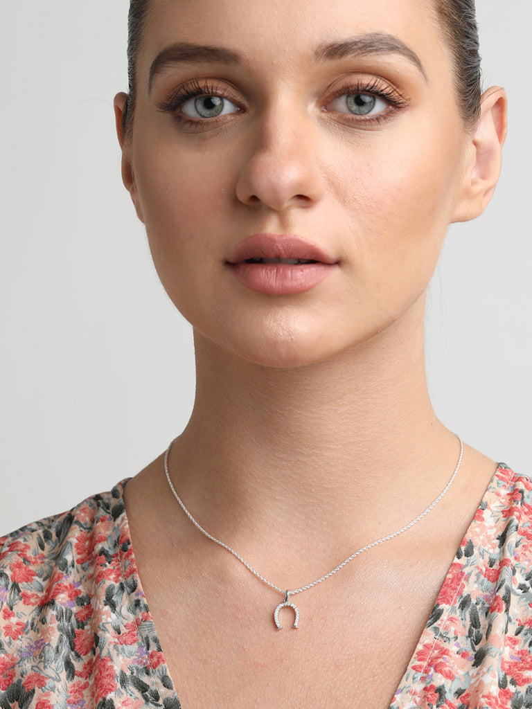 CLARA 925 Sterling Silver Magnet Pendant Chain Necklace 
