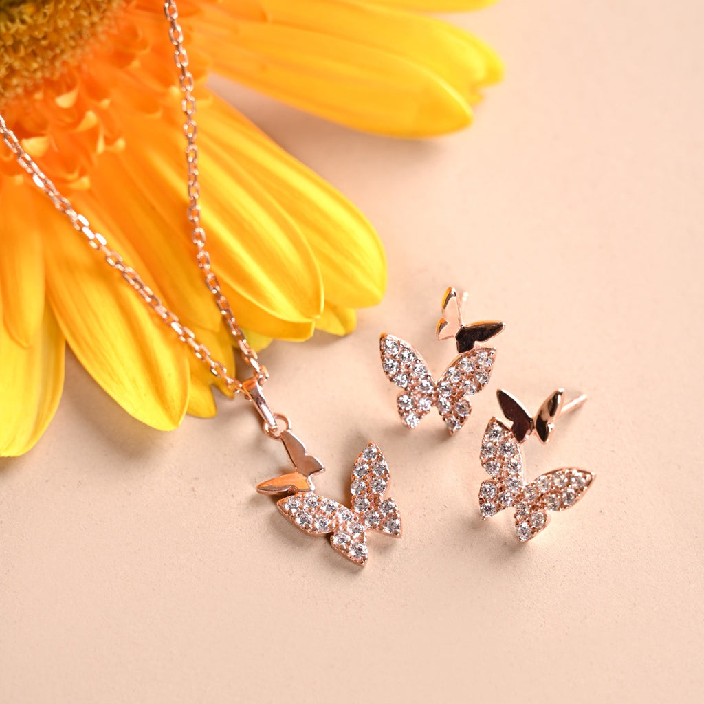 Silver Fairy Butterfly Jewellery Set