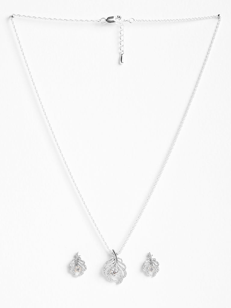 CLARA 925 Sterling Silver Nusa Pendant Earring Chain Jewellery Set 