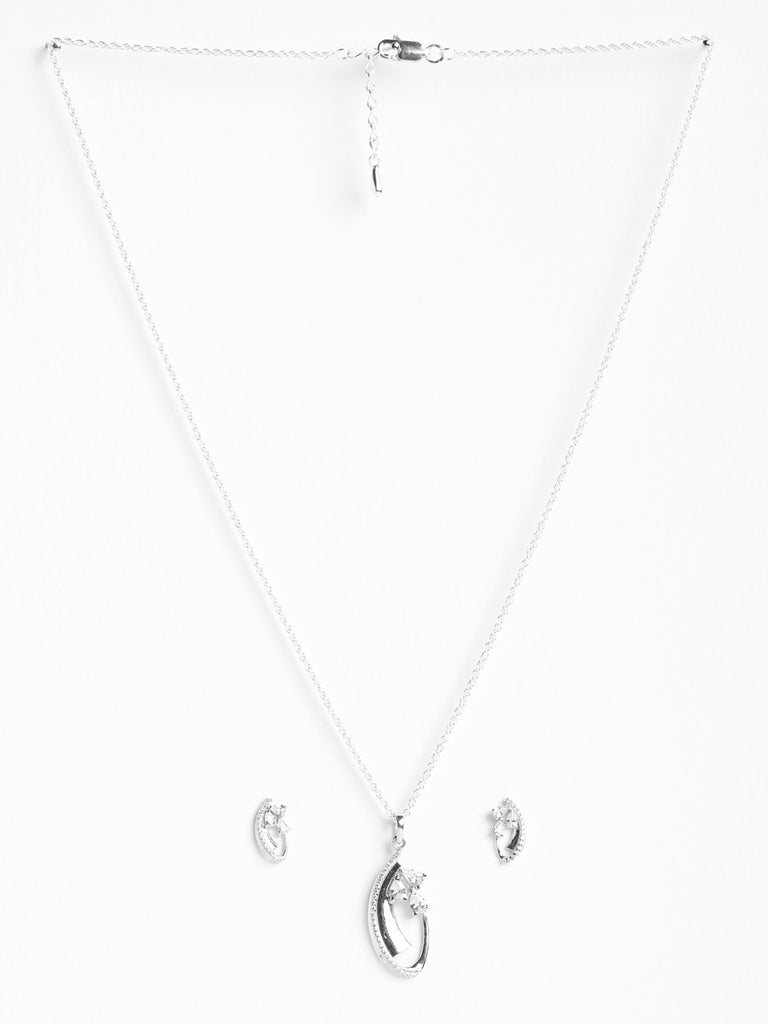 CLARA 925 Sterling Silver Orla Pendant Earring Chain Jewellery Set 
