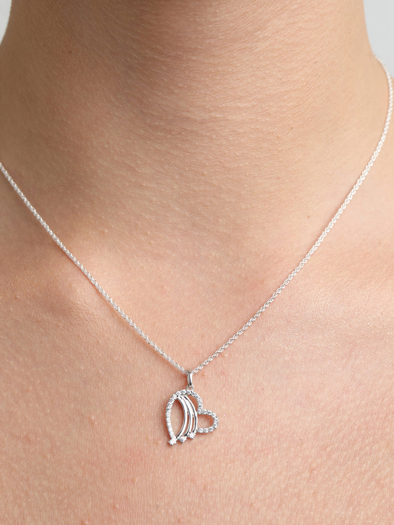 CLARA 925 Sterling Silver Isal Heart Pendant Chain Necklace 