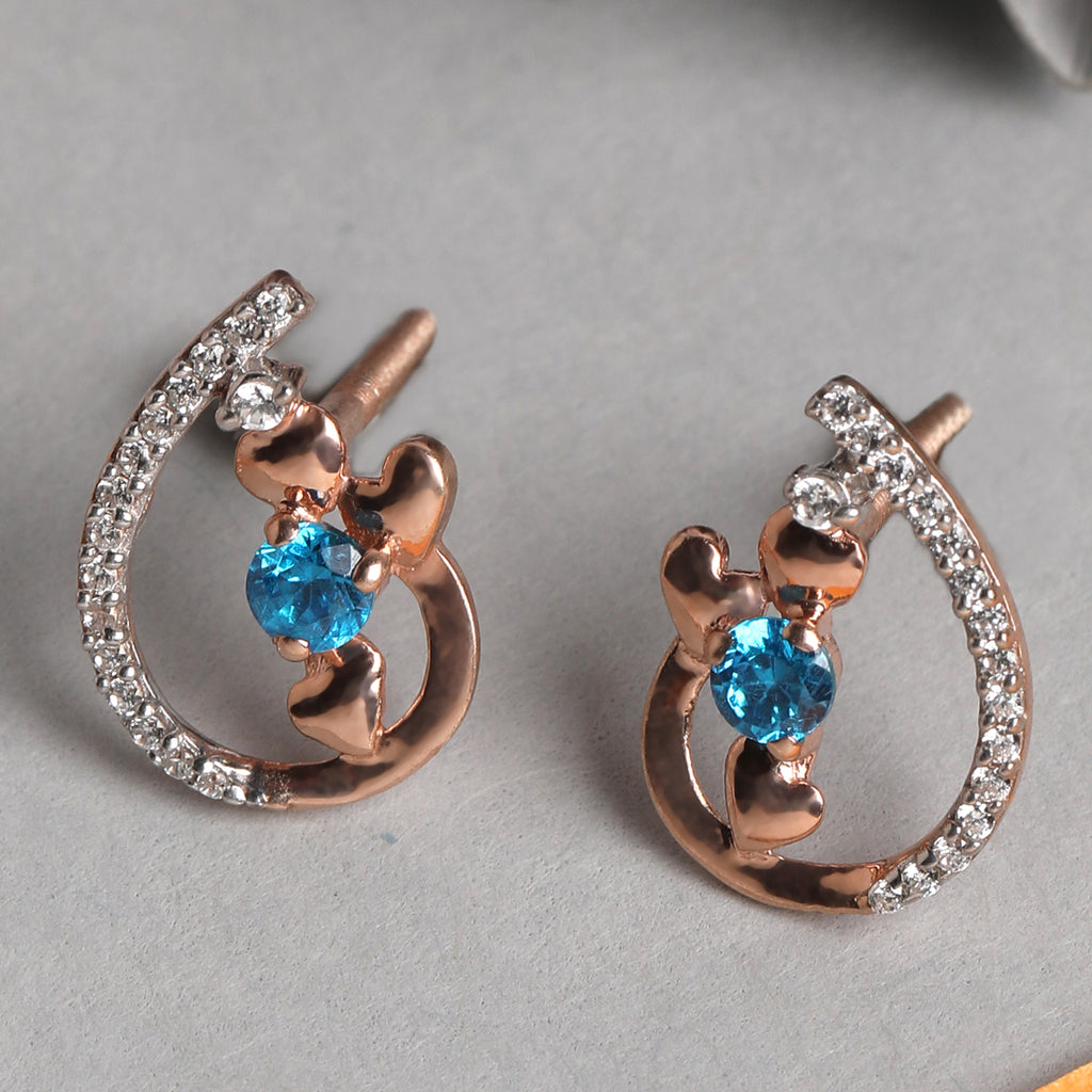 CLARA 925 Sterling Silver Heart Earrings with Screw Back 